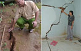 Sụt lún đất gây nứt nhà, sập tường rào